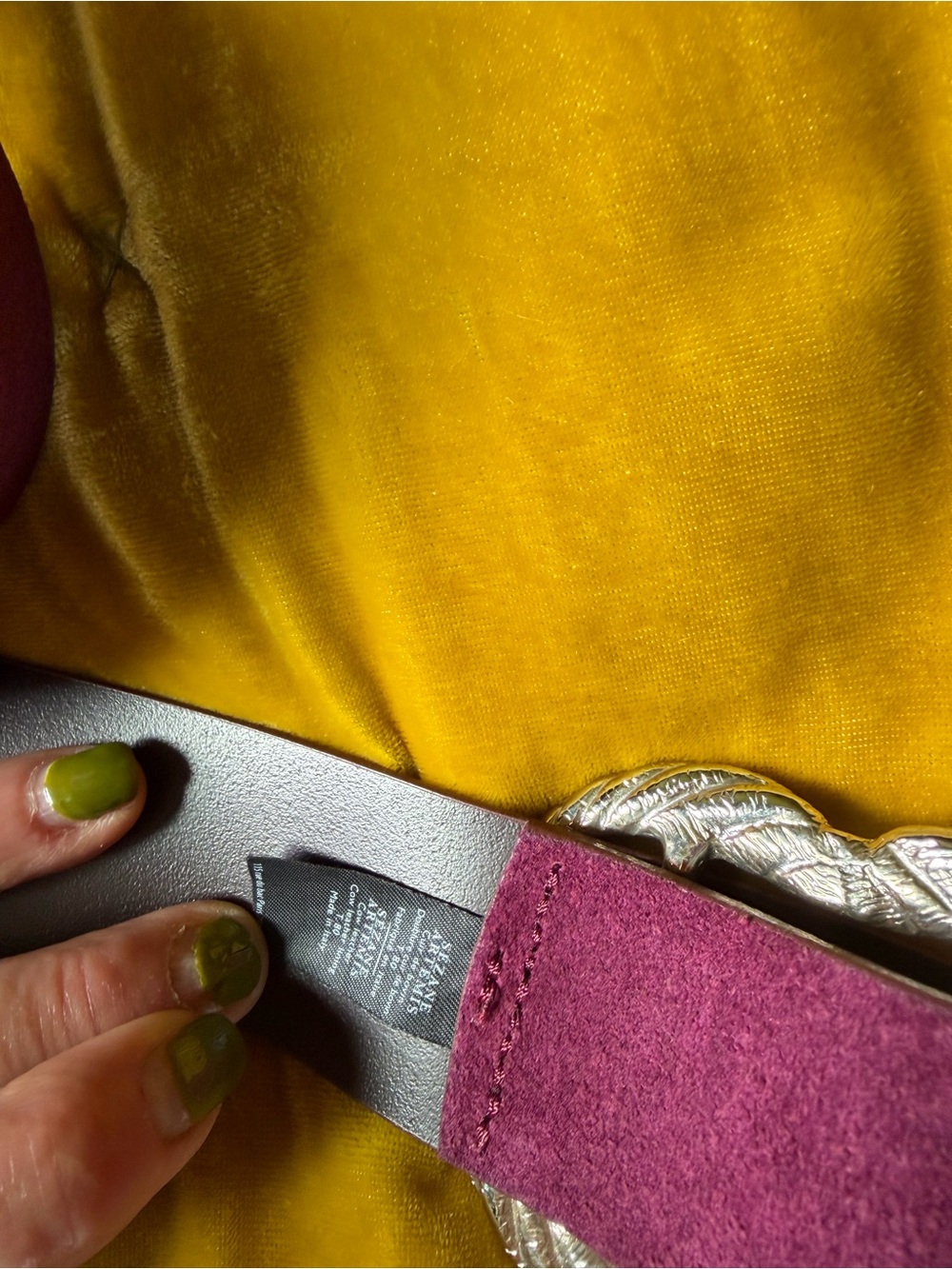 Sezane Plum Suede Belt with Twisted Gold-Tone Buckle - Picture 7 of 7